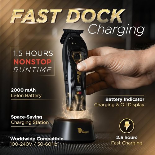 Fagaci Professional Zero Gapped Trimmer - Cordless Beard Trimmer with High Torque Motor | DLC Blades