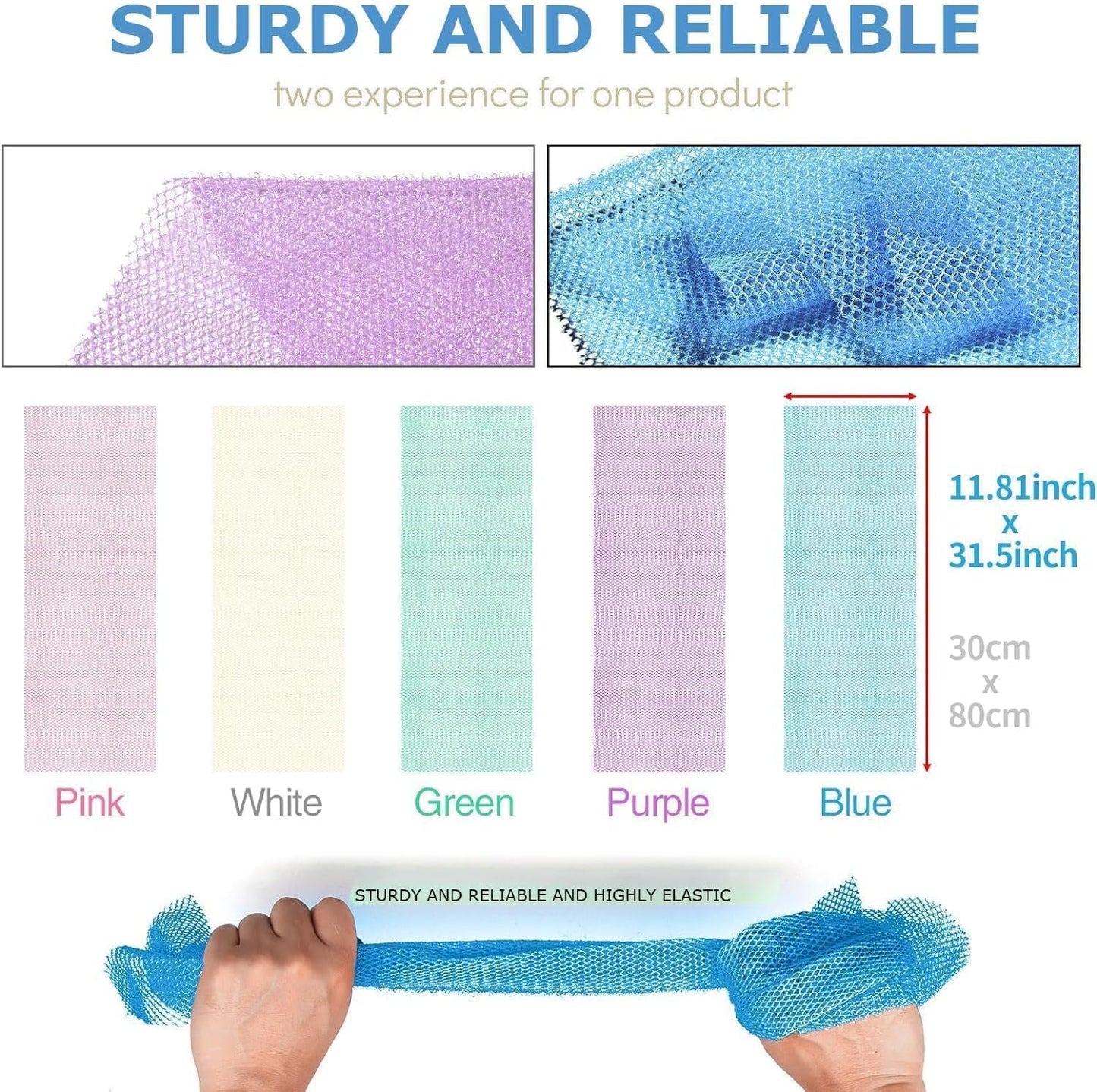 UJFQBH African Bath Sponge Set - 5 Exfoliating Net Scrubbers for Smooth Skin | Multi-Color Options