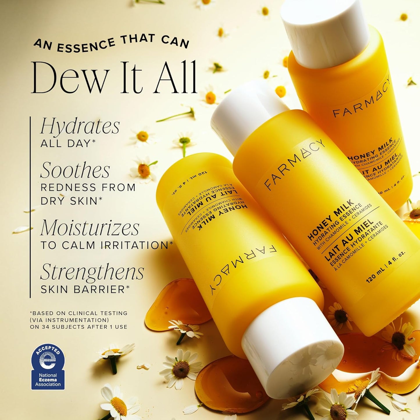 Farmacy Honey Milk Face Essence - Hydrating Milky Toner with Honey & Ceramides | Soothes & Strengthens Skin Barrier (50ml)