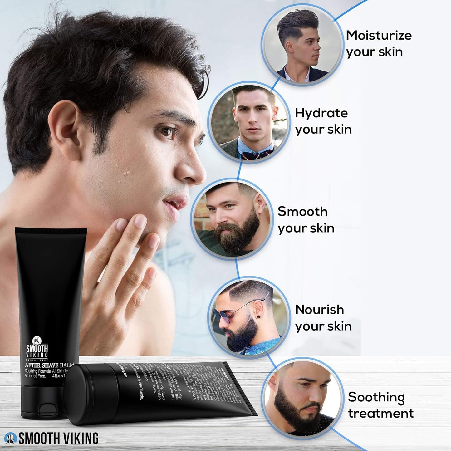 Smooth Viking After Shave Balm - Alcohol-Free Soothing Moisturizer with Spiced Black Pepper Scent | 4 Oz