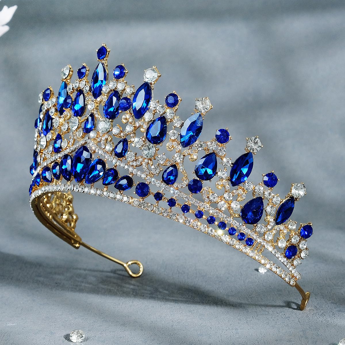 ShulaSHOP Blue Wedding Tiara for Women, Crowns for Women Rhinestone Bridal Crown Princess Tiara Headband, Costume Party Accessories for Brithday Halloween