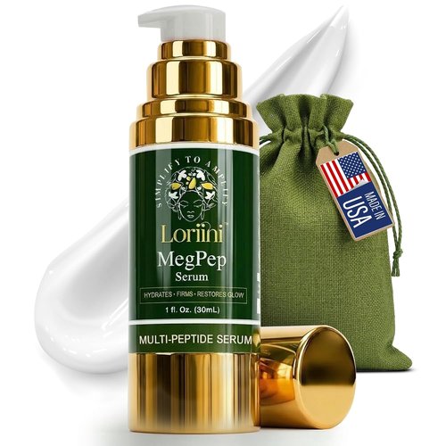 Loriini™ MegPep Multi-Peptide Face Serum - Hydrating Hyaluronic Acid with Ceramides for Glowing Skin | 1 Fl Oz