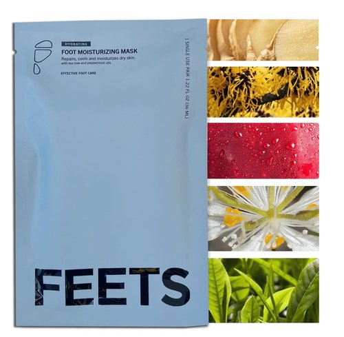 FEETS Hydrating Foot Mask - Tea Tree & Peppermint (3-Pack) | Deeply Moisturizes & Soothes Heels