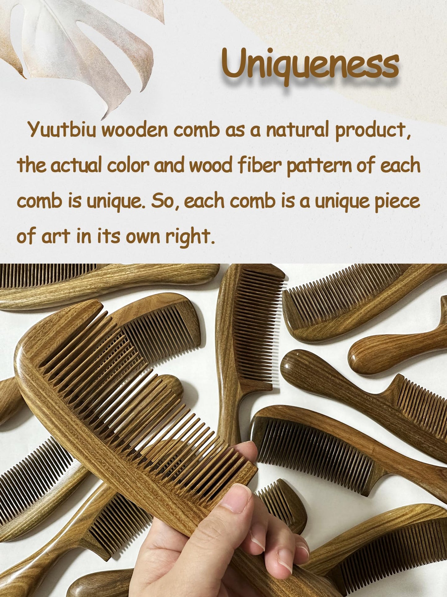 Yuutbiu Teasing Comb for Fine Hair, Anti Static Wooden Hair Comb, Durable Fine Tooth Comb with Handle (Green Sandalwood)