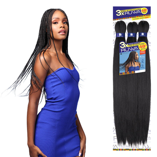 Sensationnel Ruwa prestretched braiding hair - 3x ruwa 48 inch 24 folded water repellent fast dry sports braid - 3x Ruwa 24 inch (1 pack, nlime)