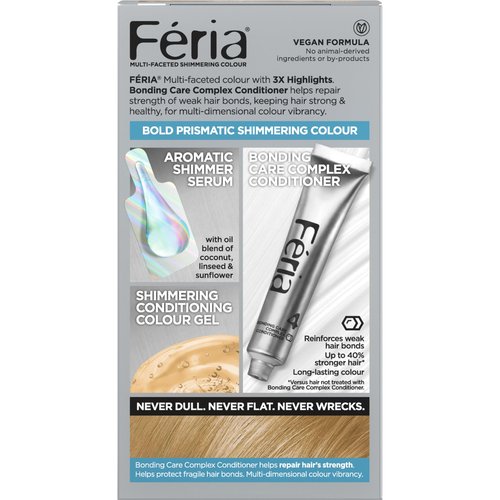 L'Oreal Paris Feria Multi-Faceted Shimmering Permanent Hair Color, 100 Pure Diamond, Hair Dye Kit, Pack of 2