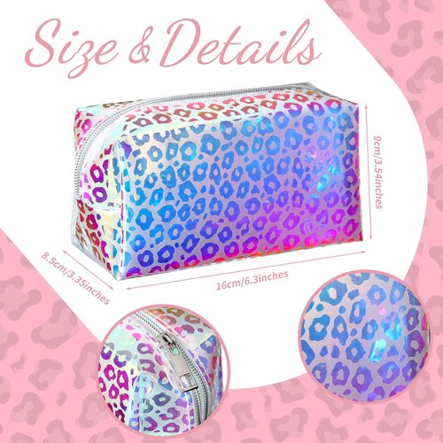 Boao Holographic Makeup Bag Set - Clear Iridescent Glitter Travel Cosmetic Pouches | Zippered Toiletry Organizer for Purse, Diaper, Beach, Office