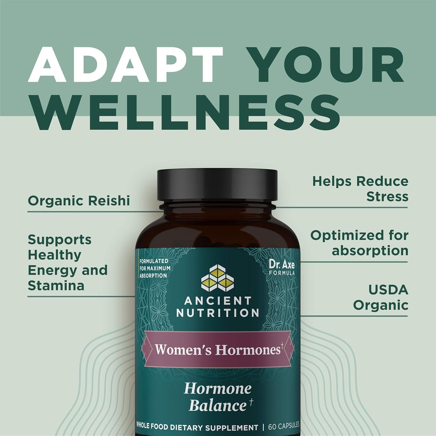 Ancient Nutrition Women's Hormone Support - Reduces Stress & Boosts Energy | 60 Gluten-Free Capsules