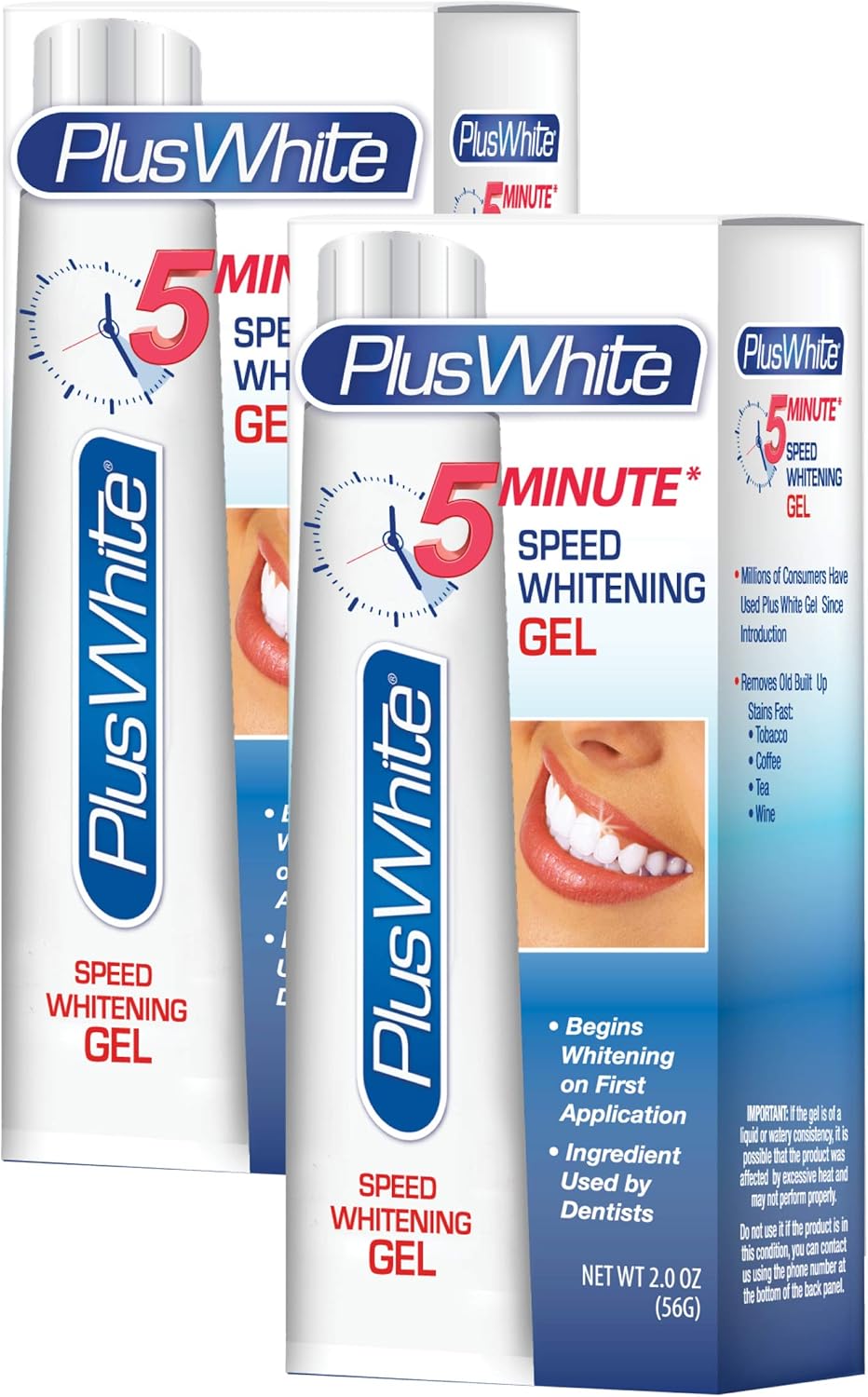 Plus White Speed Whitening Gel - 5 Minute Results - Professional at Home Teeth Whitening w/Dentist Approved Ingredient & Tooth Stain Remover (2 oz)