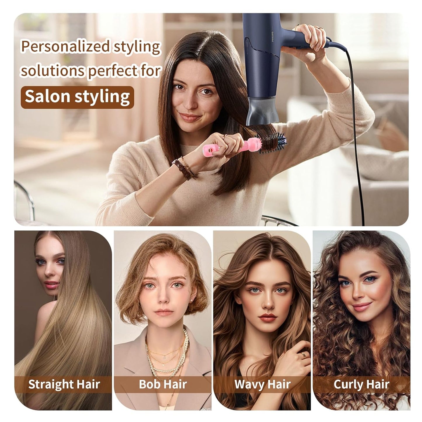 UREELIN Round Brush - 1.3 Inch Nano Thermal Ceramic & Ionic Hair Brush with Boar Bristles for Volumizing & Smooth Styling