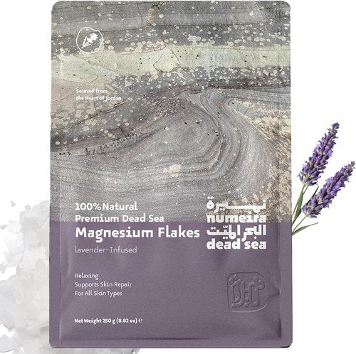 Dead Sea Magnesium Flake Bath Soak - 100% Pure Magnesium Chloride with Lavender Oil | 8.82 oz Pouch