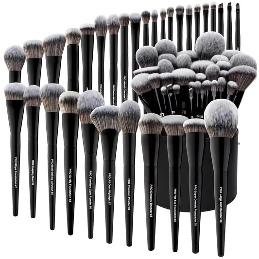 Bueart Design 32-Piece PRO Grade Makeup Brush Set - Ultra-Soft Synthetic Brushes with Large Holder | Classic Black