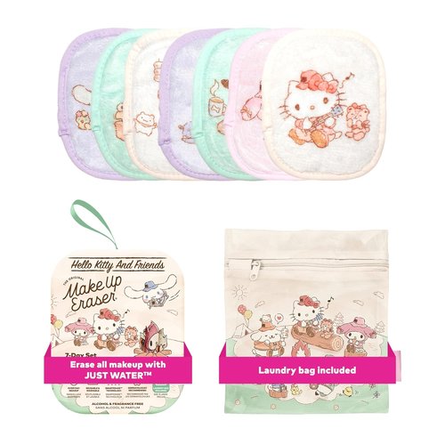 Original MakeUp Eraser 7-Day Set - Effortlessly Remove Waterproof Makeup with Just Water | Hello Kitty & Friends, 7ct