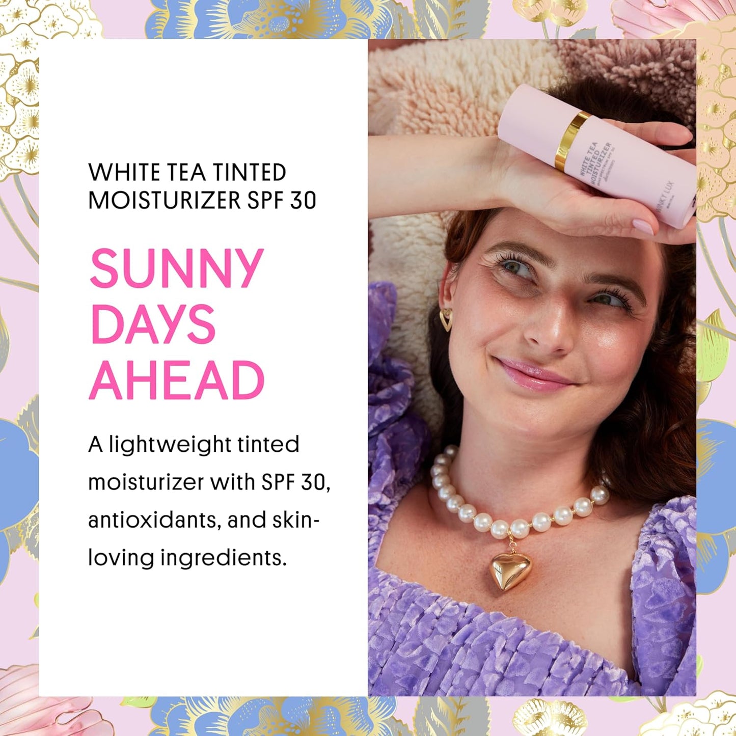 Winky Lux White Tea Tinted Moisturizer SPF 30 - Lightweight Sunscreen with Buildable Coverage, Medium Deep