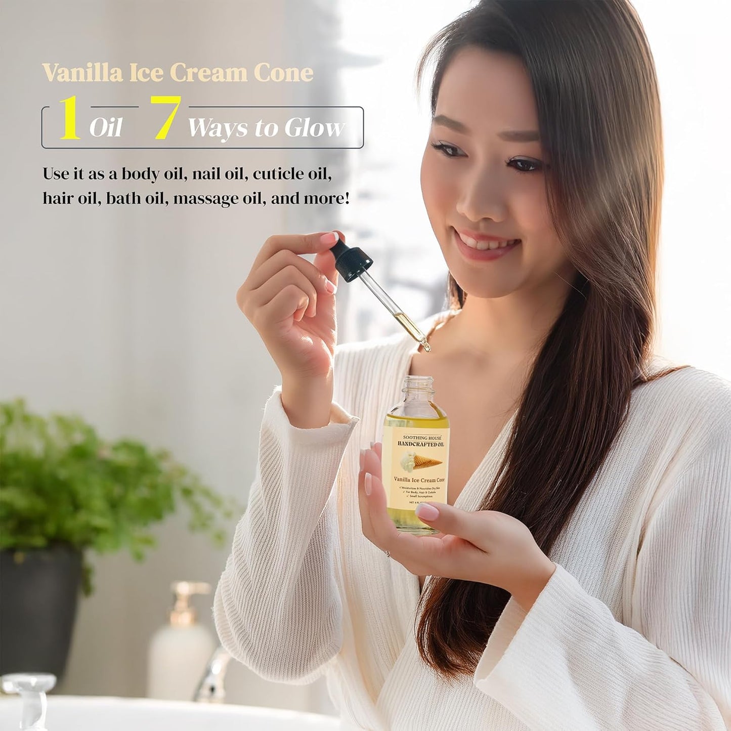 Vanilla Ice Cream Cone Body Oil - Premium Non-Greasy Moisturizer for Glowing Skin | 4 Fl Oz
