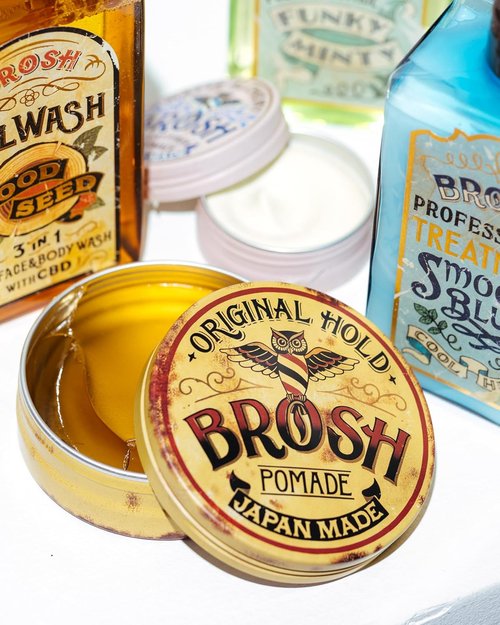 BROSH Original Pomade - Strong Hold & Classic Shine Hair Styling Cream for Men | 1.4 Oz Travel Size