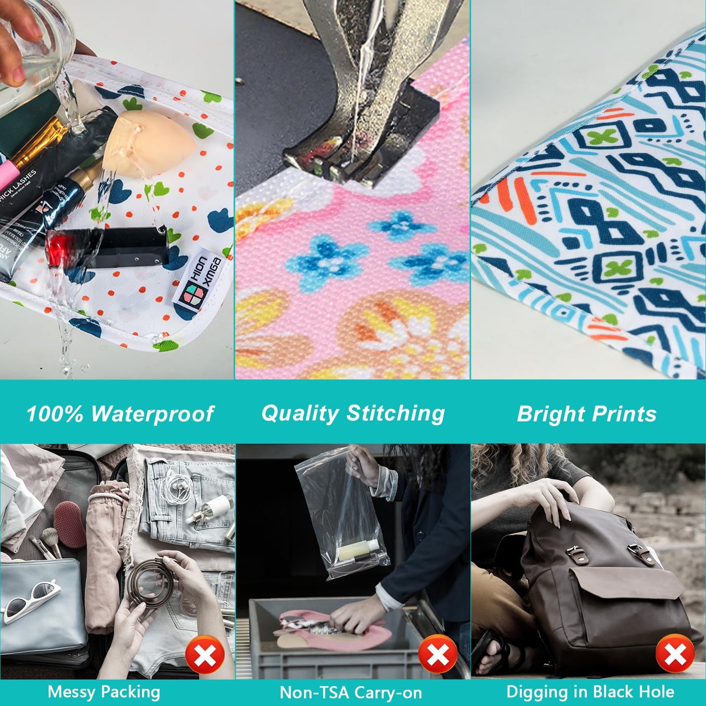 HIONXMGA TSA Approved Toiletry Bag, Set of 3 Clear Travel Toiletry Bag Quart Size Zipper Travel Pouch, Waterproof Makeup Cosmetic Bag for Women Men Kids Toiletries Carry on, Plus