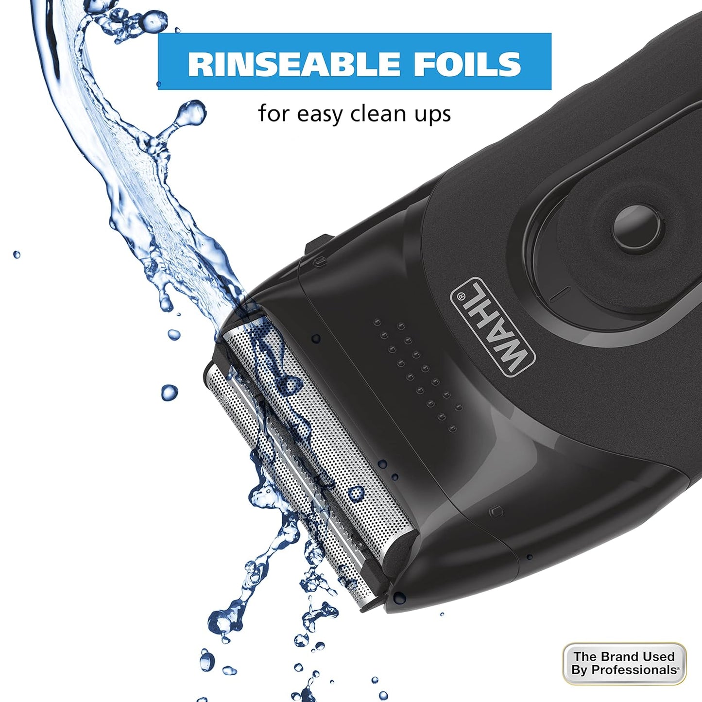 Wahl Compact Rechargeable Lithium Ion Shaver Kit - Hygienic Rinseable Foils & Dual Flexible Foils
