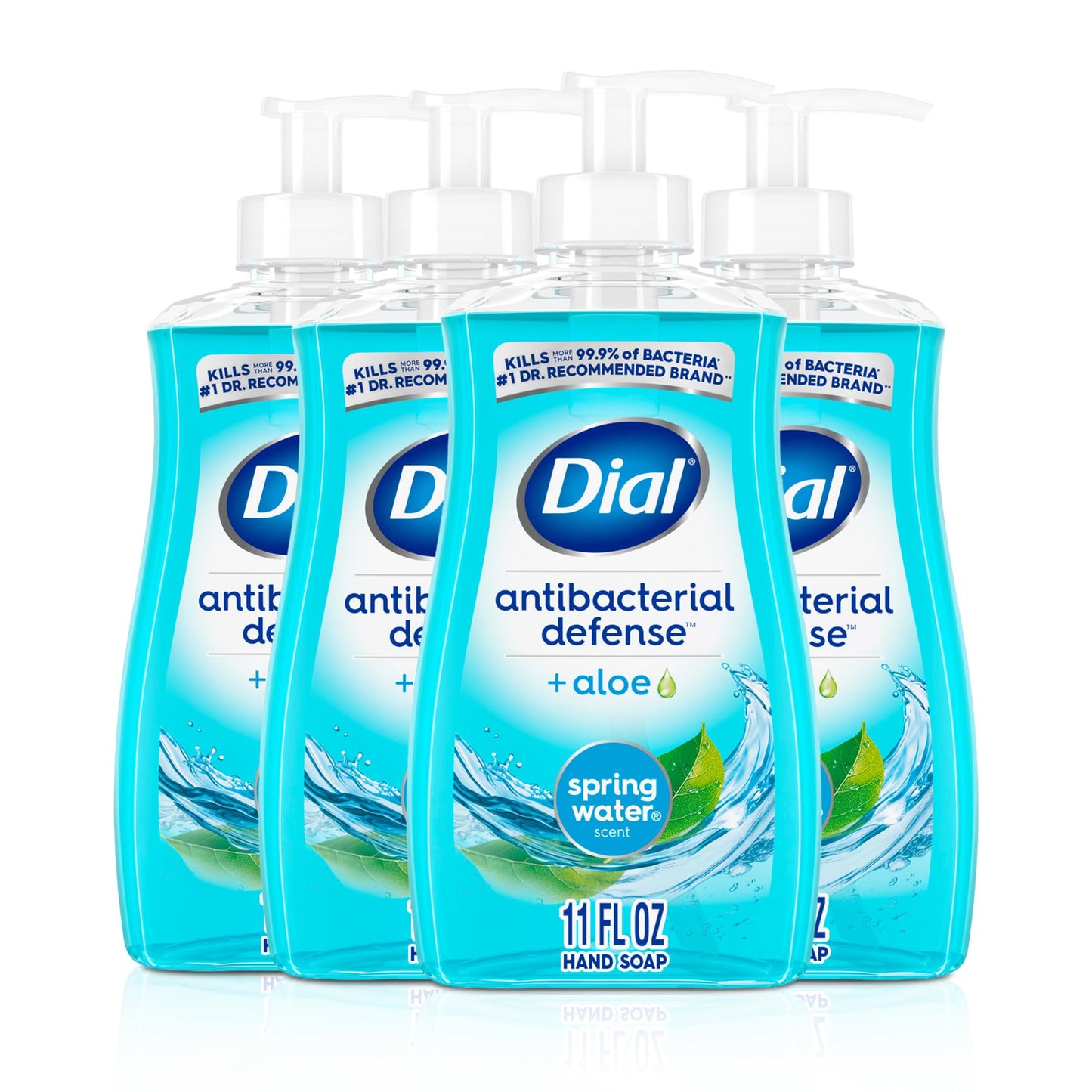 Dial Antibacterial Liquid Hand Soap, Spring Water, 11 fl oz (Pack of 4)