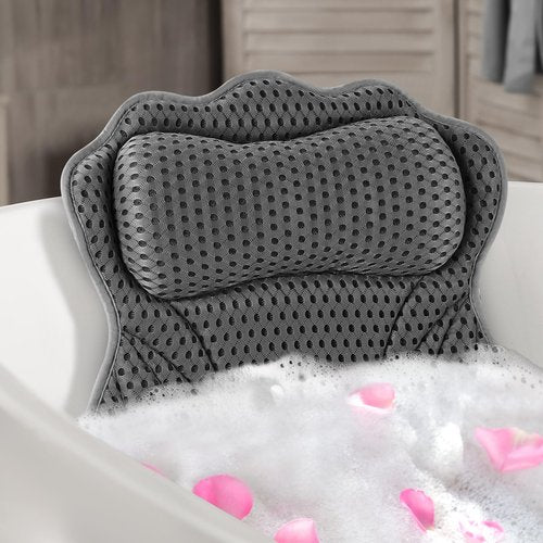 Bath Pillow Bathtub Pillow, Ergonomic Luxury Bath Pillows for Tub, Bath Tub Pillows for Head and Neck, with Soft 4D Mesh Fabric and Non-Slip Suction Cups, Relaxing Bath Accessories, All Bathtubs