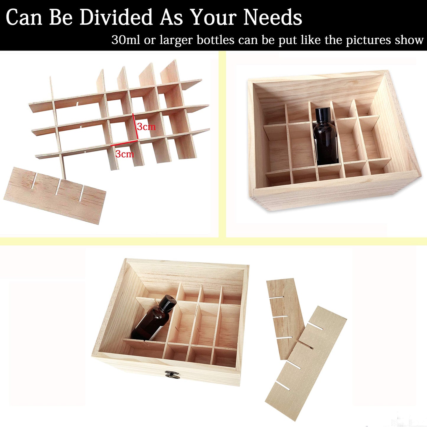 TORIBIO Essential Oil Storage Holder Organizer for 40 Bottles, Wooden Essential Oils Box Holds 5 10 15 20 30 ml for Young Living & Doterra Bottles