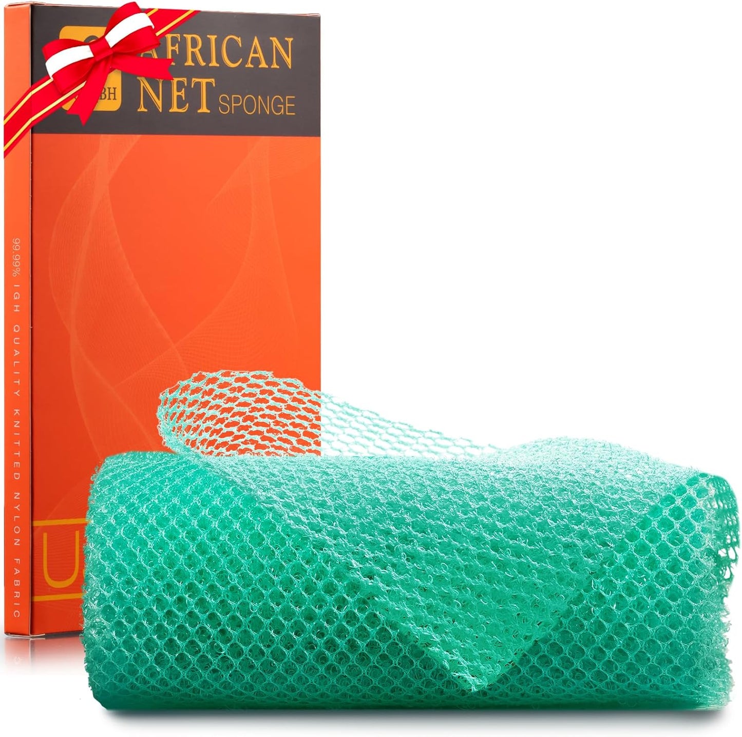 UJFQBH African Bath Sponge - Exfoliating Net Shower Scrubber for Smooth Skin | Green Color