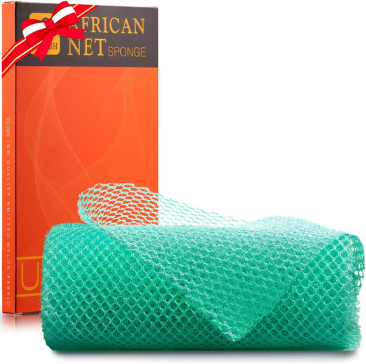 UJFQBH African Bath Sponge - Exfoliating Net Shower Scrubber for Smooth Skin | Green Color