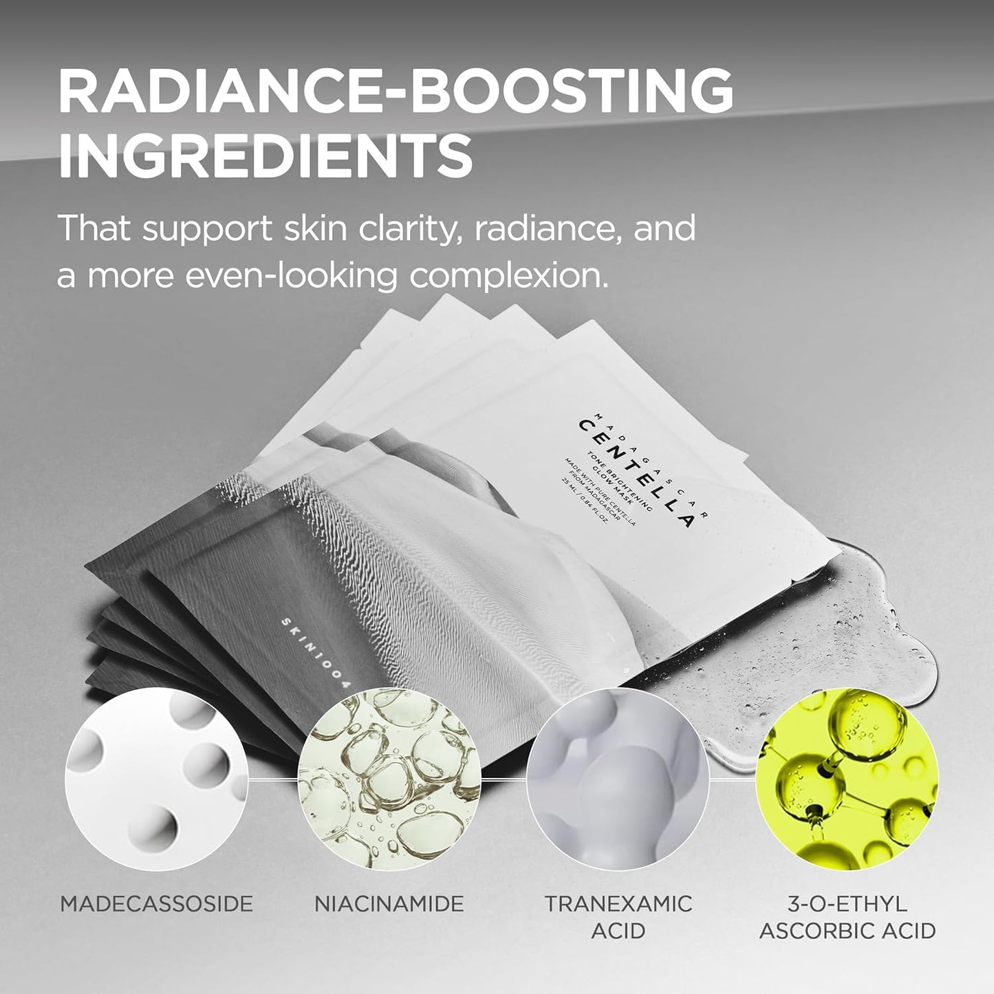 SKIN1004 Tone Glow Mask - Hydrating Facial Sheet Mask for Radiant Skin | 0.84 fl oz / 25ml * 5ea