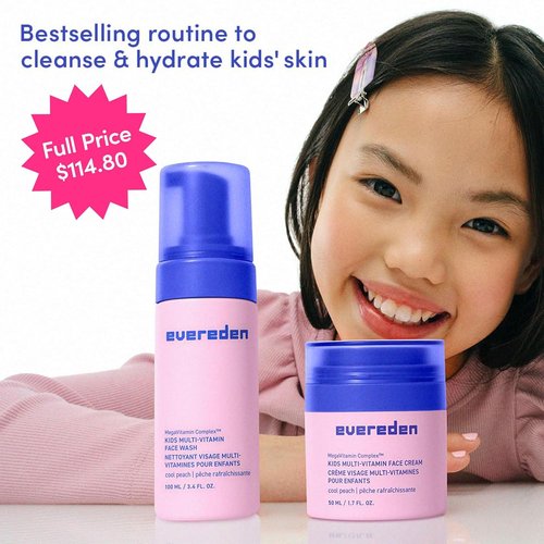 Evereden Kids Routine Bundle | Detangling Shampoo, Conditioner & Multi-Vitamin Face Wash/Cream for Ages 3+