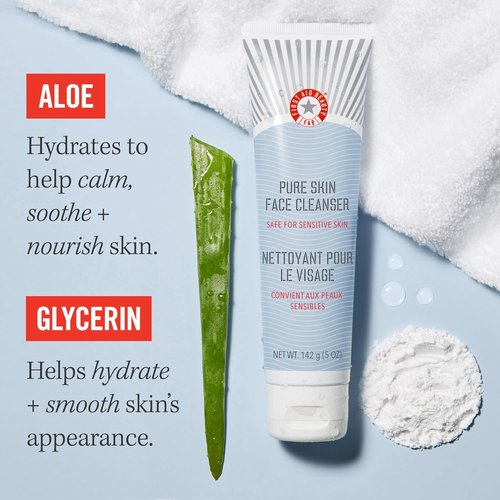 First Aid Beauty - Ultimate Hydration & Cleansing Set | Pure Skin Cleanser, Ultra Repair Cream & Radiance Pads (2 oz, 28 Pads)