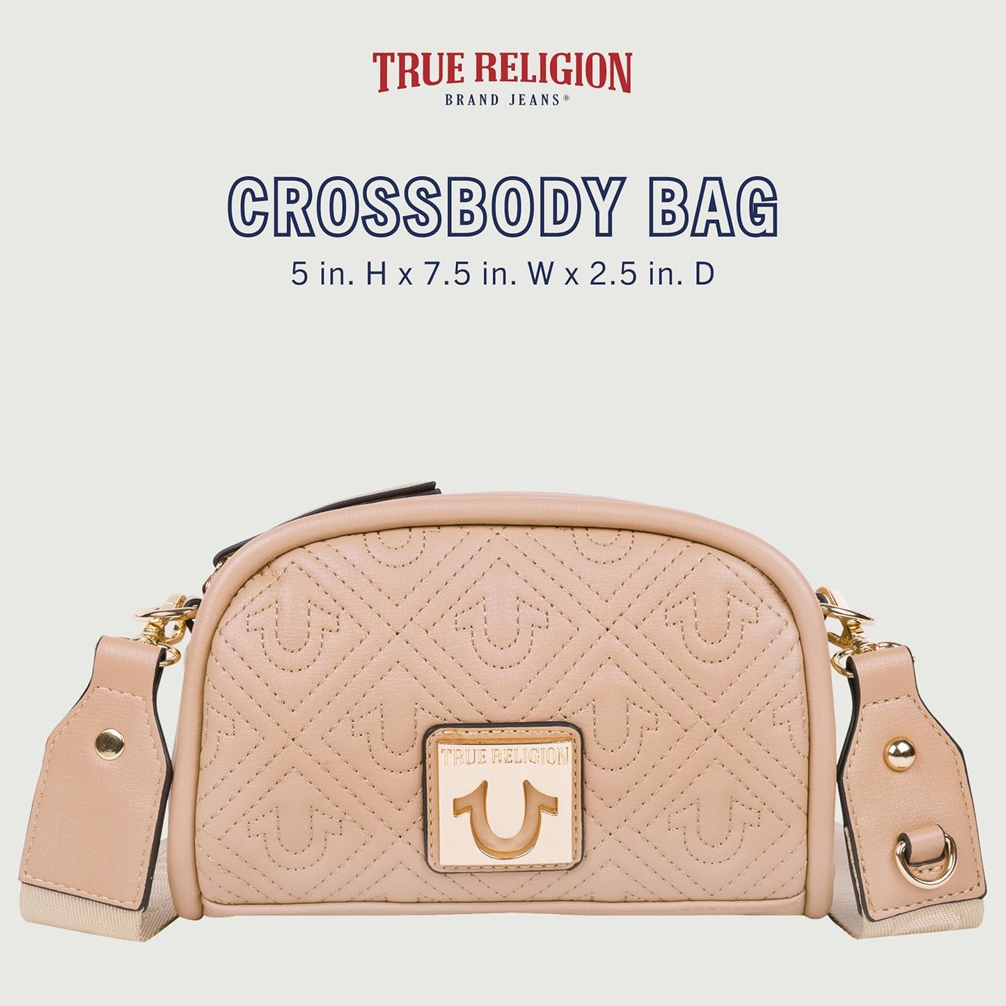 True Religion Quilted Crossbody Bag - Small Structured Purse for Women | Adjustable Strap & Stylish Design