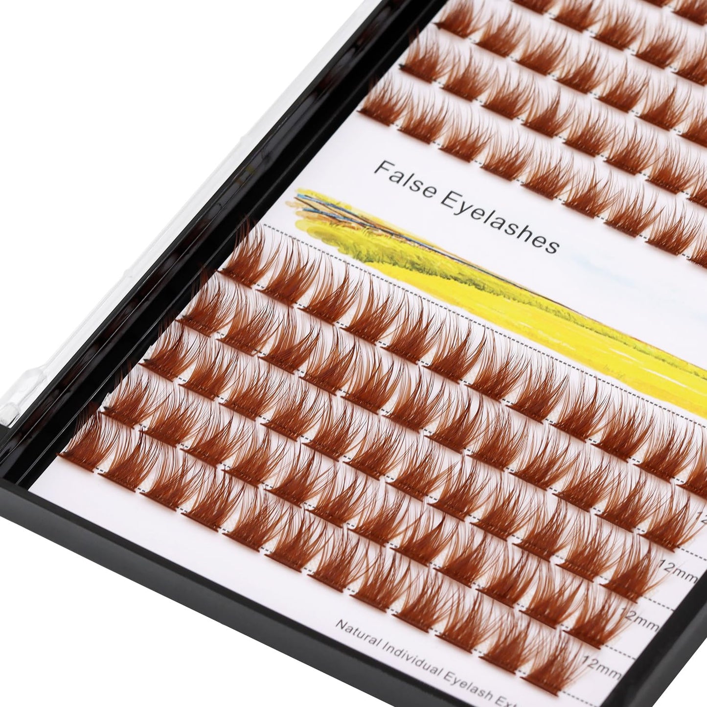 Bodermincer 120 Clusters D Curl Color Light Brown 10mm+12mm/12mm+14mm Mixed Wide Cluster False Eyelash Individual Cluster EyeLashes False Eyelashes Eyelash Extension (Light Brown 10+12mm Mixed)