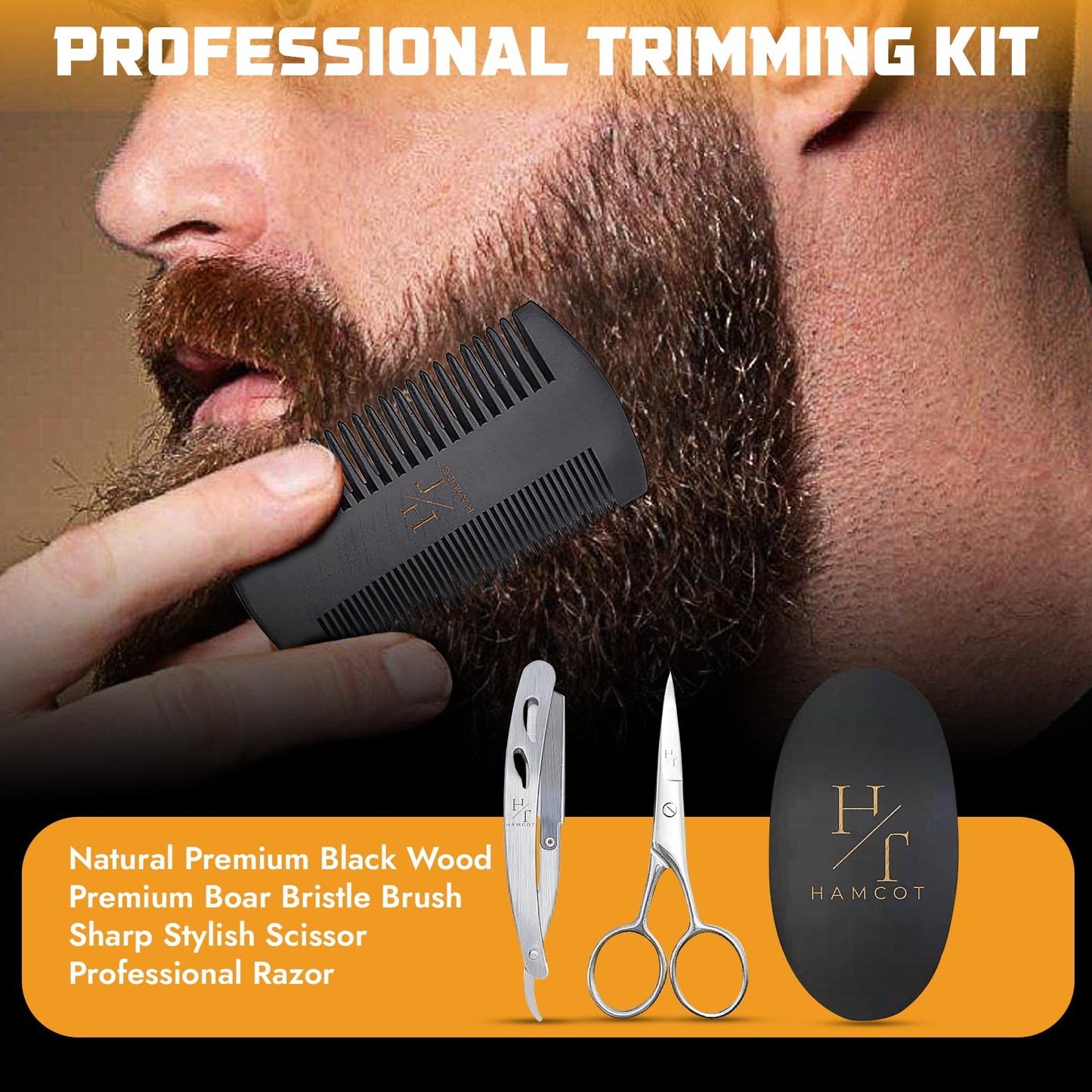 hamcot Beard Grooming kit For Men- Beard Brush And Oil Kit-Beard Grooming Kit For Men-Beard Balm Kit-Beard Maintenance Kit For Men-Beard Care Kit-Beard Oil Beard