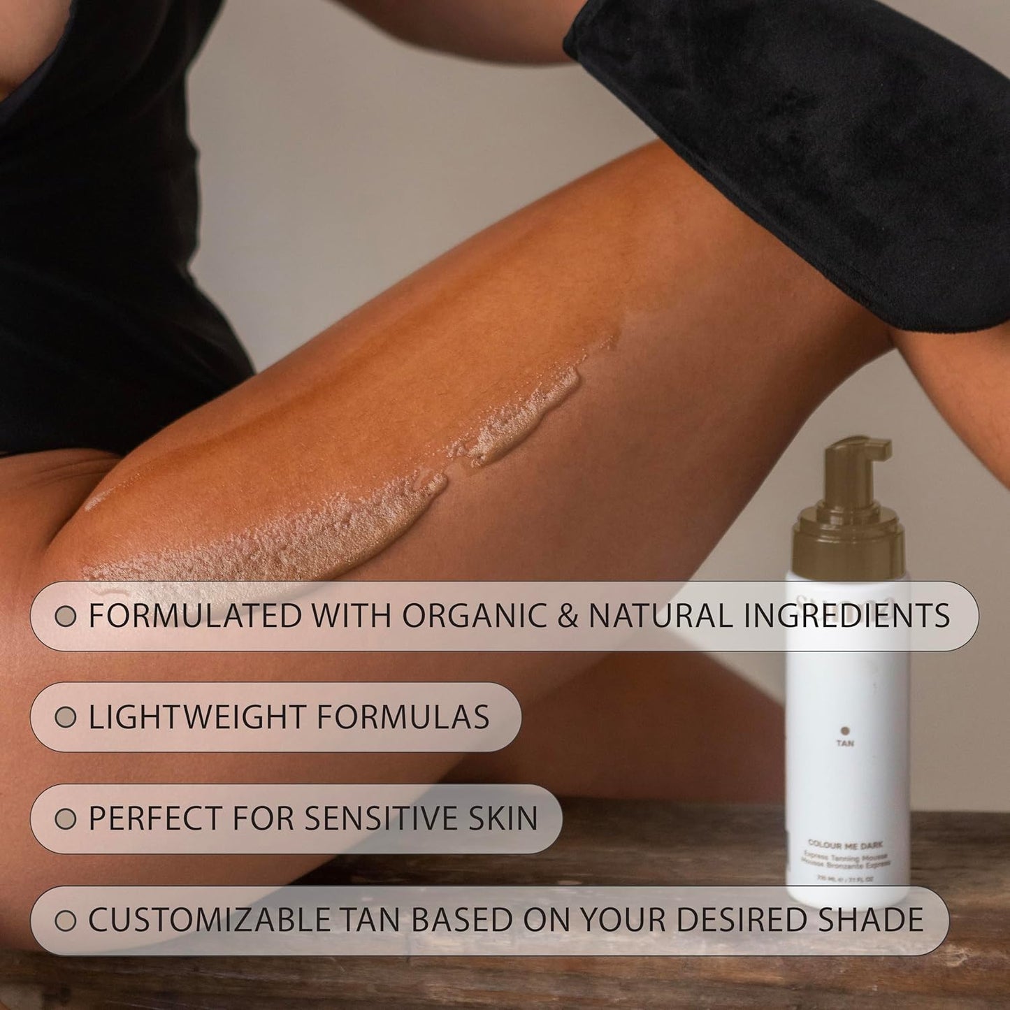 SunnaTan Dark Express Self Tanning Mousse - Lightweight Vegan Formula with Natural Ingredients | 210ml
