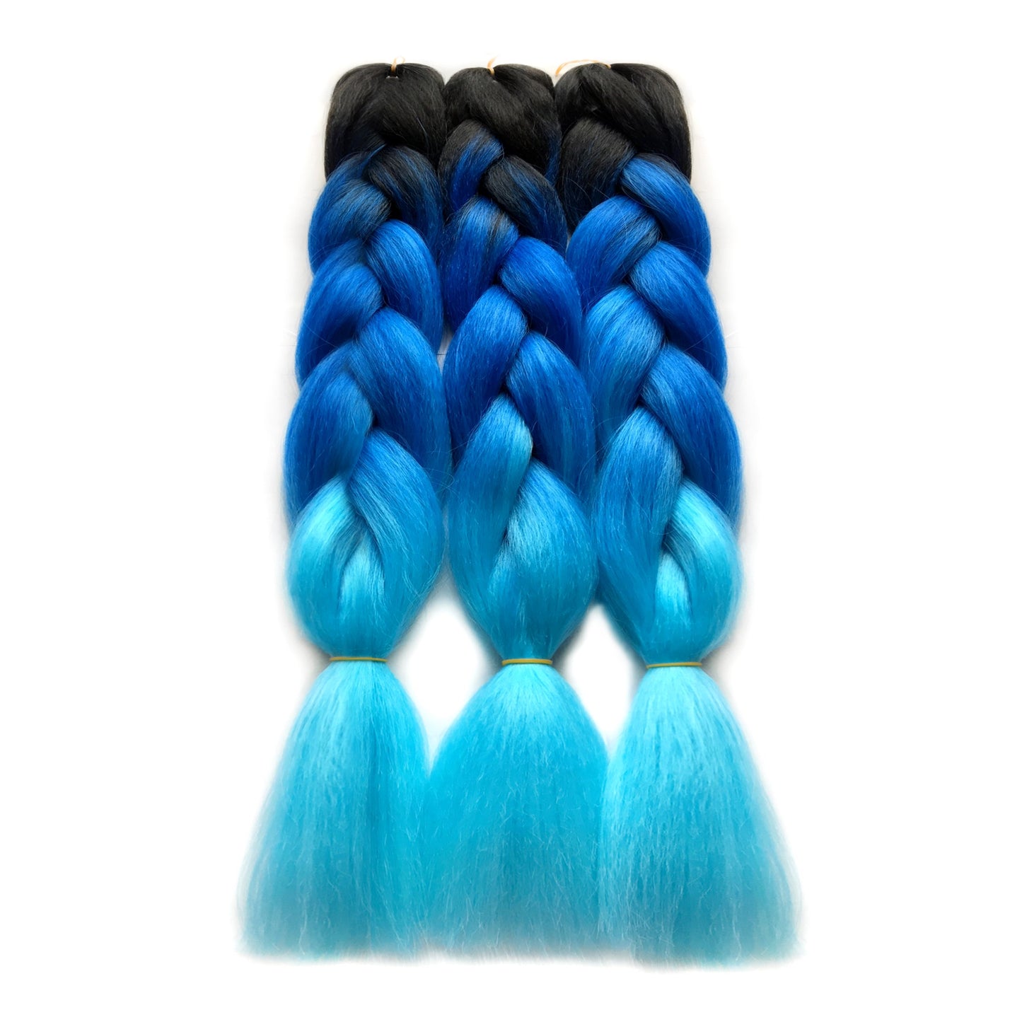 VCKOVCKO Ombre Color Jumbo Braiding Hair 3 Tone Jumbo Braid Hair Extensions For Twist Braiding,Jumbo Box Braiding Hair 24",3 Bundles/Lot,Black-Blue-Light Blue