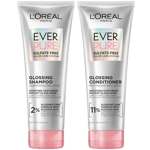 L'Oreal Paris EverPure Glossing Shampoo & Conditioner Set - Sulfate-Free, Shine & Smoothness for Dull Hair, 1 Kit
