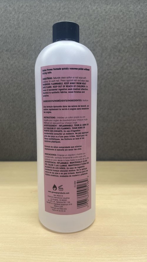 Gena Adios Pure Acetone Nail Polish Remover - Professional Strength for Acrylic, Gel & Dip Powder, Fast & Quick Gel Nail Polish Remover, 16 fl oz