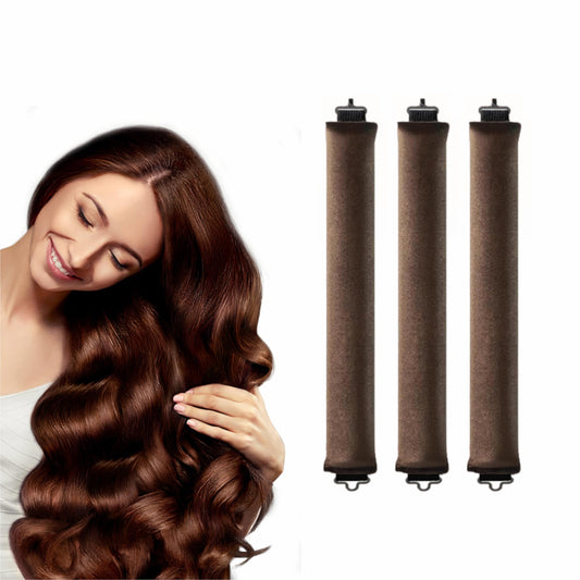 Mkienhy Heatless Hair Curler For Long Hair Overnight Curls Headband To Sleep In, No Heat Curling Rods For All Hair Types Styling Tools, Satin Hair Rollers With Hook (Brown 3pcs)