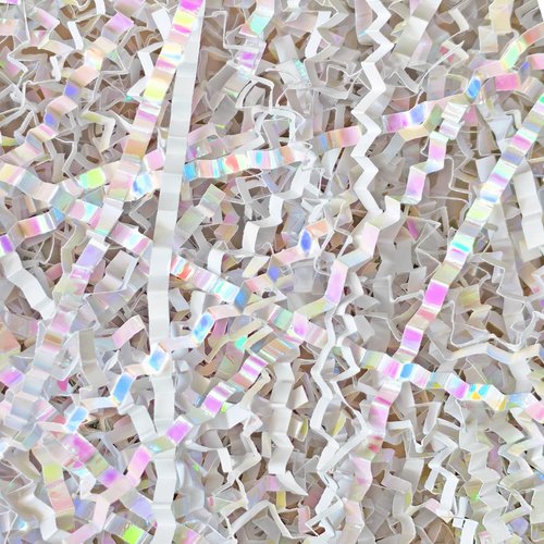 Corlcol 200g(7oz) crinkle paper filler grass Cushion Paper Streamer for Gift Box and Basket On Christmas Wedding Birthday Bridesmaid(Diamond White)