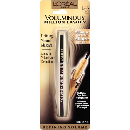 L’Oreal Paris Voluminous Million Lashes Mascara - Collagen Infused, Amplifying Brush, Washable, Black, 0.32 Fl Oz