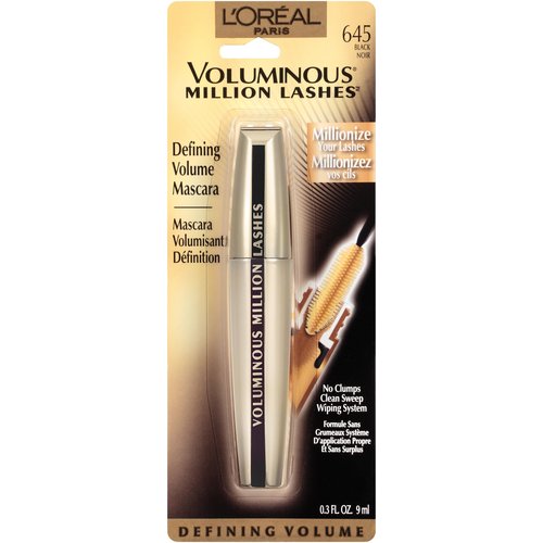 L’Oreal Paris Makeup Voluminous Million Lashes Mascara, Volumizing Collagen Infused Eye Makeup, Amplifying Mascara Brush, Washable, Black, 0.32 Fl Oz., 1 Count