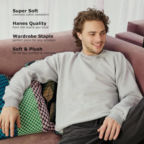 Hanes EcoSmart Fleece Crewneck Sweatshirt - Men's Big & Tall Sizes Available | 1 or 2-Pack