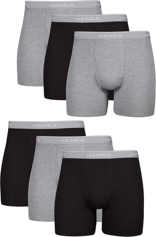 Hanes Men's Boxer Briefs - Cool & Breathable Cotton, Moisture-Wicking Comfort | No Ride Up, 4-Pack
