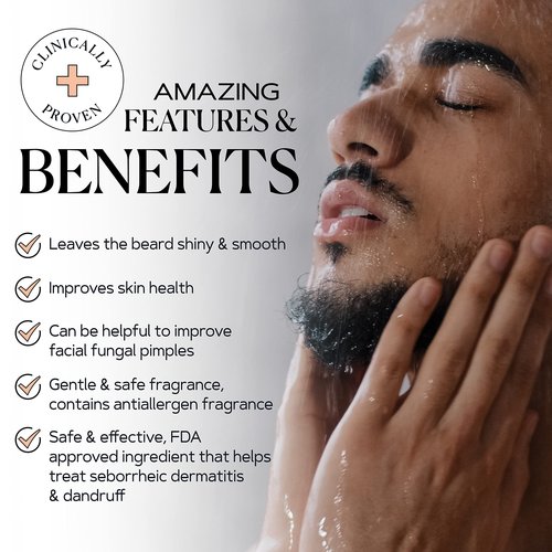 KAMEDIS Beard Wash - 6.7 Oz, Dandruff & Flake Free Ultimate Men's Shampoo, Contains Pyrithione Zinc & Salicylic Acid, Alleviates Itching & Irritation
