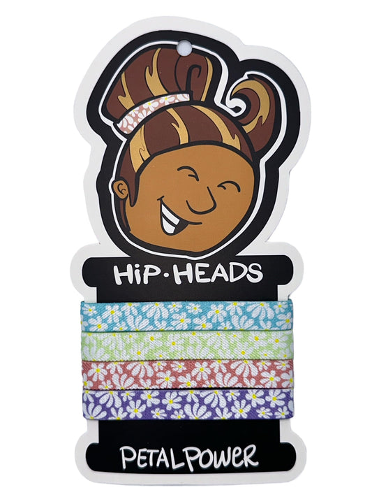 Hip Heads Performance Hair Tie Fashion Bracelets All Hair Types, Adults, Kids - Sports, Outdoor, Durable, Strong - No Damage - Stylish, Trendy, Patterns - 4 Pack (Petal Power)