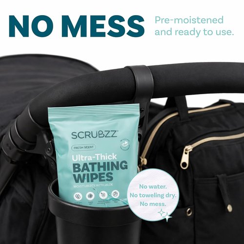 Regine Switzerland Extra Large Bath Wipes - 40 Disposable Body Cleansing Cloths for Adults | Ideal for Gym, Camping & Post Surgery