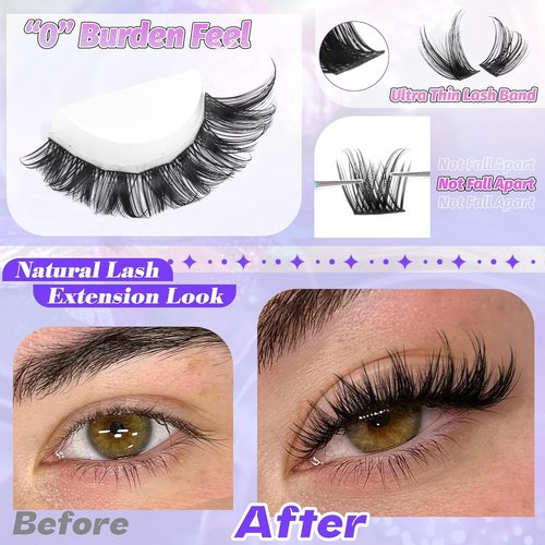 ALICE Lash Clusters - Wispy Eyelash Extensions for Natural Volume | 10-18mm, 168pcs, Soft Thin Band
