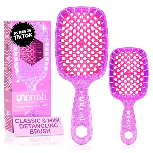 FHI Heat - UNbrush Detangling Brush Combo Pack | Original & Mini Hairbrush for All Hair Types - Pain-Free Styling