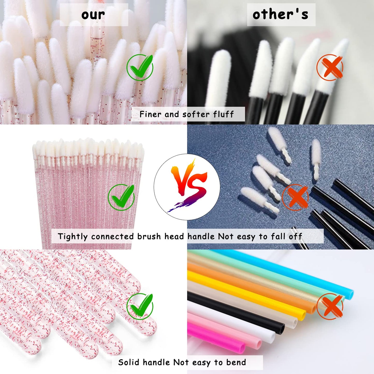 Unaone Disposable Lip Brushes, 100 Pcs Lip Applicator Lip Gloss Brushes Lipstick Lip Wands Makeup Beauty Brushes for Lipstick Lip Gloss Lip Mask Eyeshadow, Pink