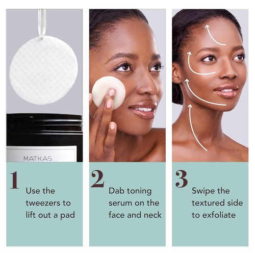 MATKAS Korean Exfoliating Witch Hazel Toning Pads - 60 Pcs AHA BHA Gentle Face Exfoliator for Dark Spots